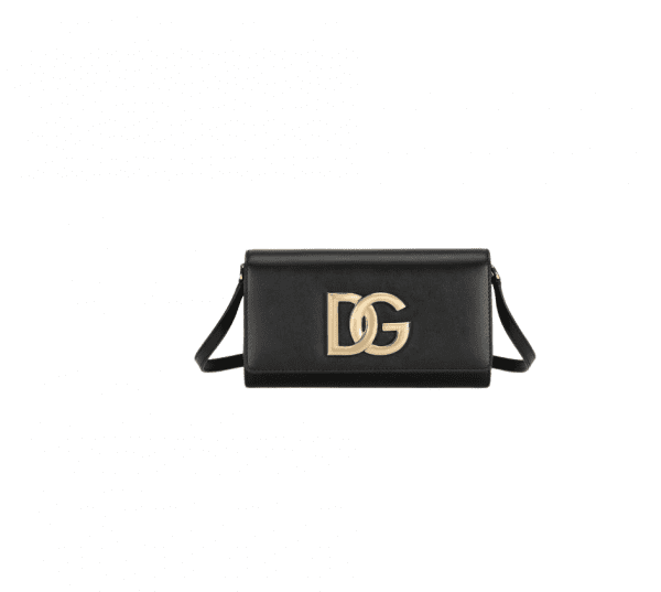 DOLCE & GABBANA LOGO-PLAQUE LEATHER CROSSBODY BAG