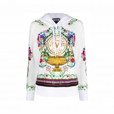 VERSACE JEANS COUTURE LOGO-PRINT COTTON HOODIE