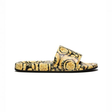 YOUNG VERSACE BAROQUE-PRINT FLAT SLIDES