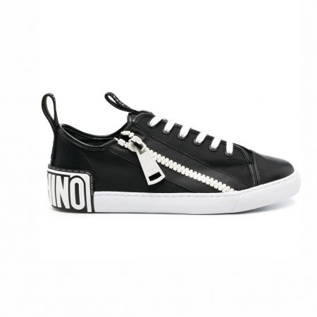 MOSCHINO ZIPPERED LOGO-TAPE SNEAKERS