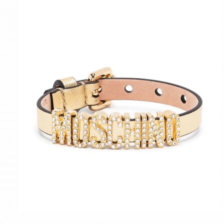 MOSCHINO RHINESTONE-EMBELLISHED LOGO BRACELET