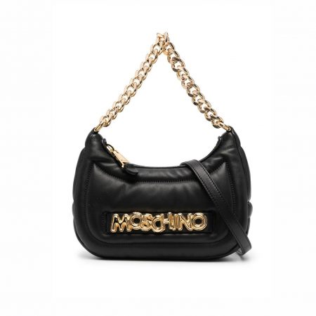 MOSCHINO LOGO-LETTERING LEATHER BAG