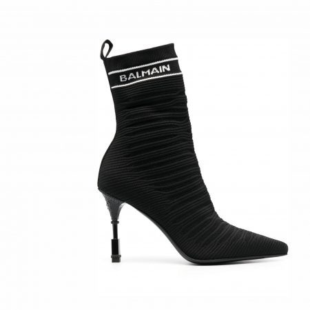 BALMAIN INTARSIA-KNIT 100MM ANKLE BOOTS