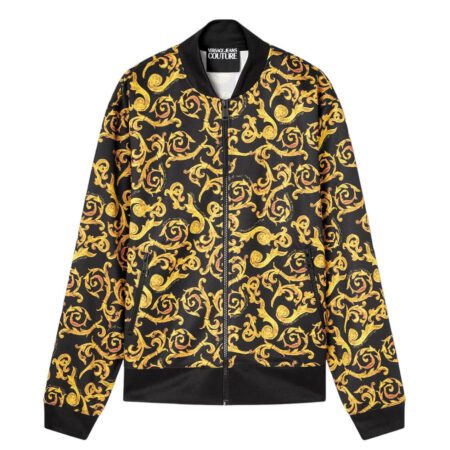 Black & Gold Sketch Baroque Bomber Jacket