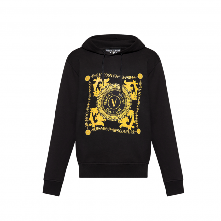 VERSACE JEANS COUTURE LOGO-PRINT COTTON HOODIE