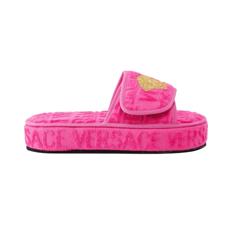 VERSACE EMBOSSED LOGO PLATFORM SLIDES