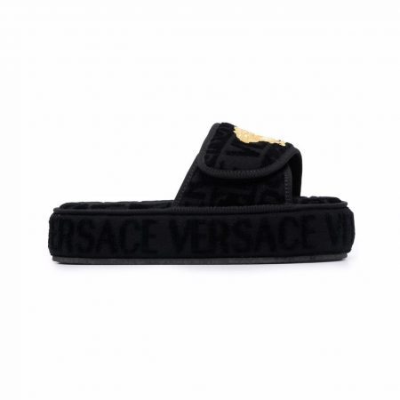 VERSACE EMBOSSED LOGO PLATFORM SLIDES