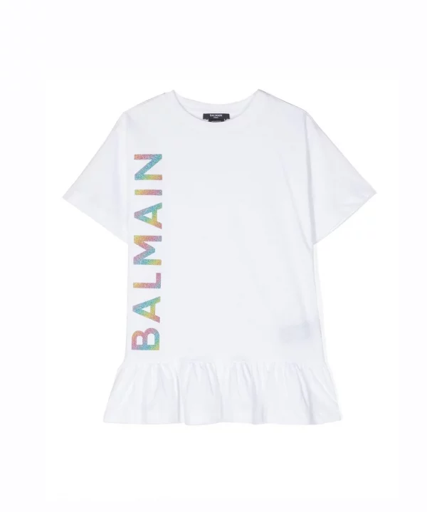 BALMAIN KIDS LOGO-PRINT T-SHIRT DRESS
