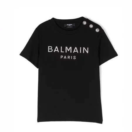 BALMAIN KIDS BUTTONED LOGO-PRINT T-SHIRT