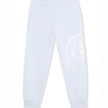 BALMAIN KIDS LOGO-PRINT COTTON TRACK TROUSERS