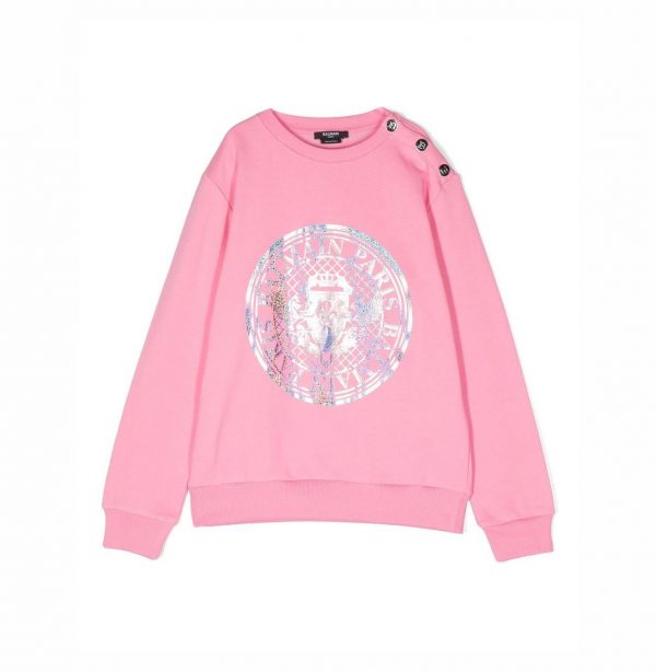 BALMAIN KIDS LOGO-PRINT LONG-SLEEVED SWEATSHIRT