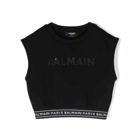 BALMAIN KIDS LOGO-PRINT COTTON TOP