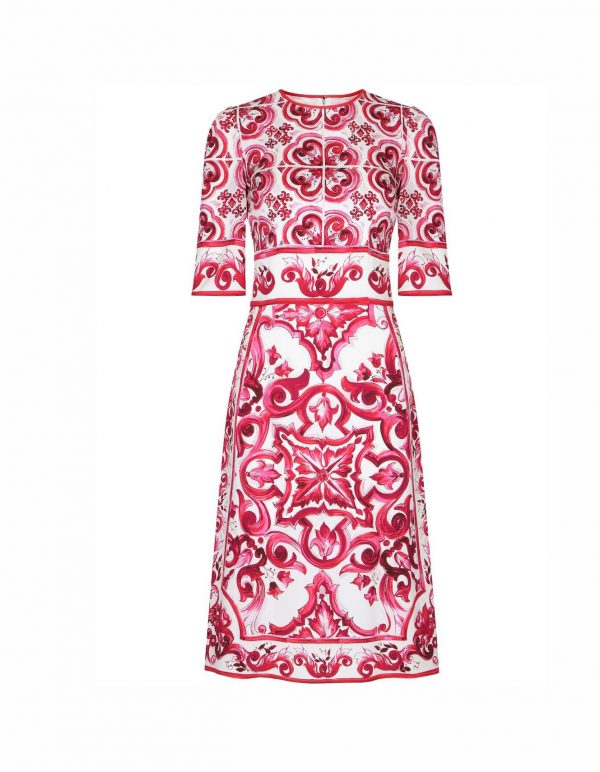 DOLCE & GABBANA MAJOLICA-PRINT MIDI DRESS