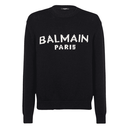 BALMAIN LOGO-PRINT CREW-NECK JUMPER