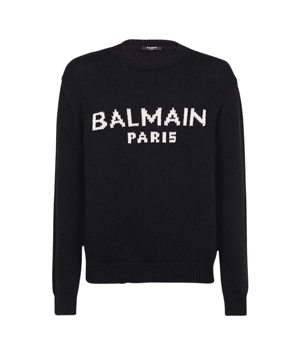 BALMAIN LOGO-PRINT CREW-NECK JUMPER