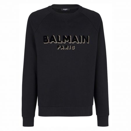 BALMAIN LOGO-PRINT CREW-NECK SWEATSHIRT