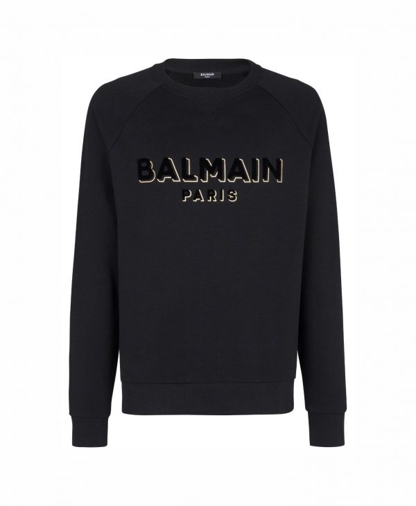 BALMAIN LOGO-PRINT CREW-NECK SWEATSHIRT