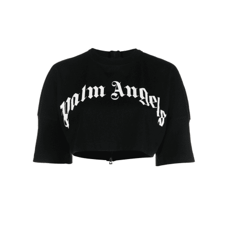 PALM ANGELS LOGO-PRINT ZIPPED CROPPED TOP