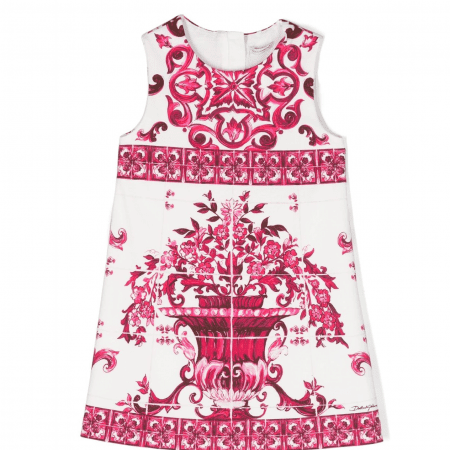 DOLCE & GABBANA KIDS MAJOLICA-PRINT SLEEVELESS DRESS