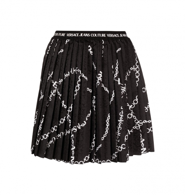 VERSACE JEANS COUTURE CHAIN-LINK PRINT PLEATED SKIRT