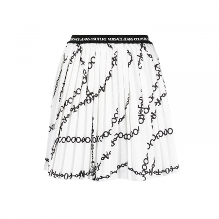 VERSACE JEANS COUTURE NECKLACE-PRINT PLEATED MINISKIRT