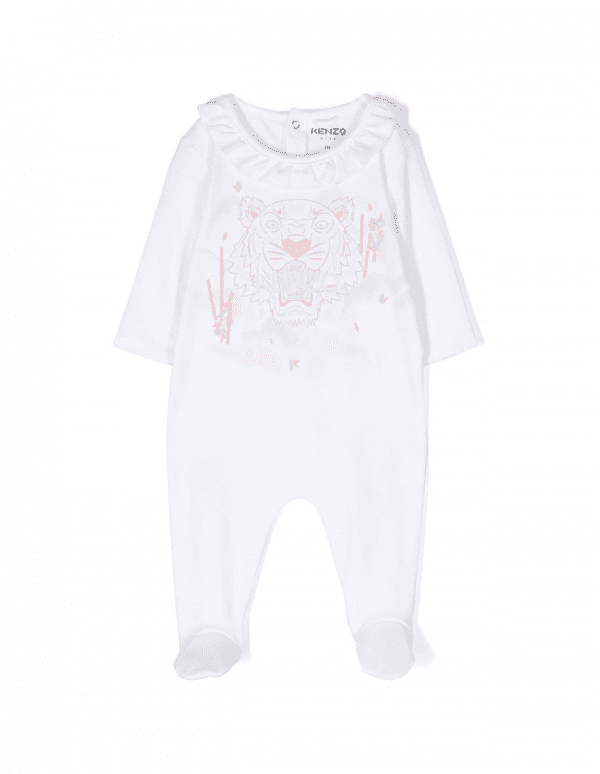 KENZO KIDS TIGER-PRINT RUFFLED-DETAIL ROMPER