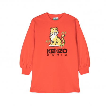 KENZO KIDS TIGER LOGO-PRINT SWEATSHIRT DRESS