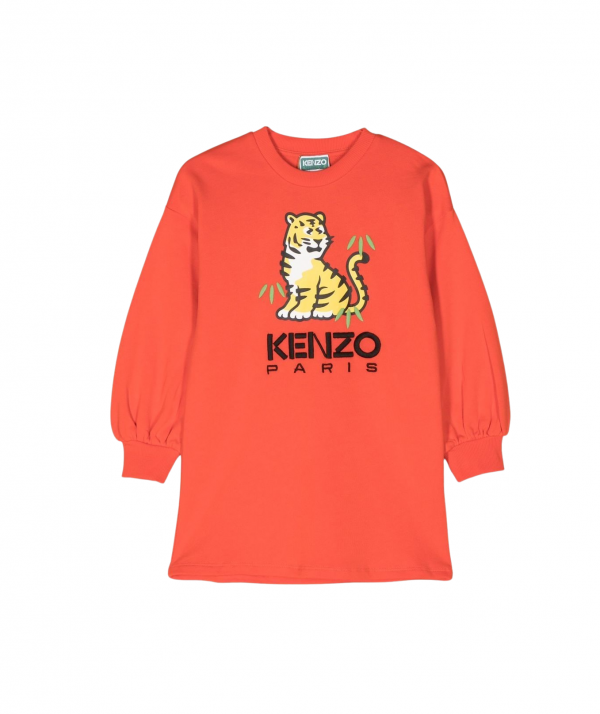 KENZO KIDS TIGER LOGO-PRINT SWEATSHIRT DRESS