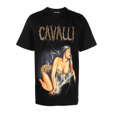 ROBERTO CAVALLI GRAPHIC-PRINT COTTON T-SHIRT(1)