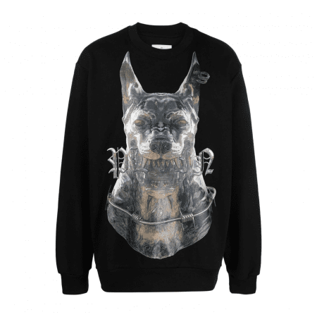 PHILIPP PLEIN DOG-PRINT COTTON SWEATSHIRT