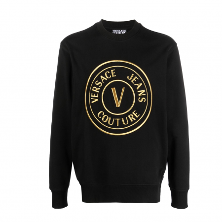 VERSACE JEANS COUTURE EMBROIDERED-LOGO COTTON SWEATSHIRT