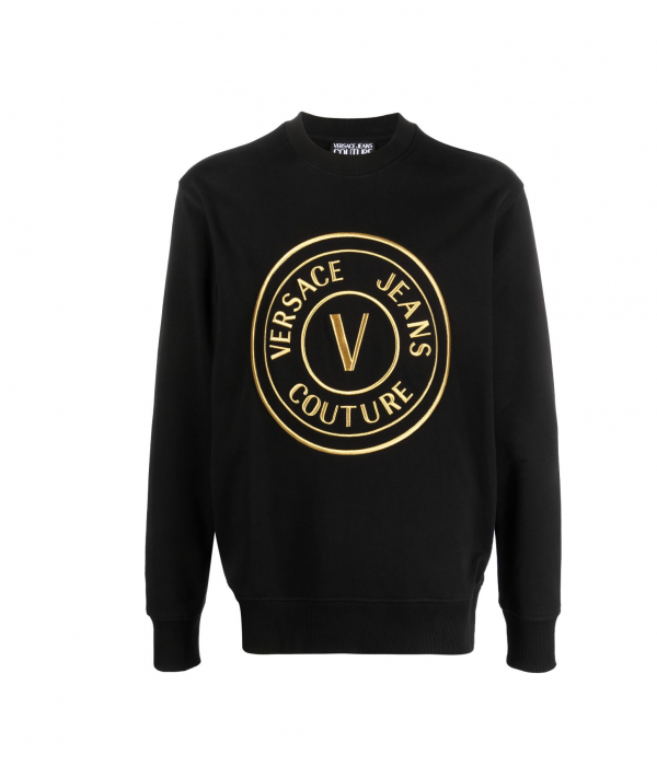 VERSACE JEANS COUTURE EMBROIDERED-LOGO COTTON SWEATSHIRT