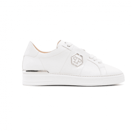 PHILIPP PLEIN LOGO-PLAQUE LEATHER SNEAKERS