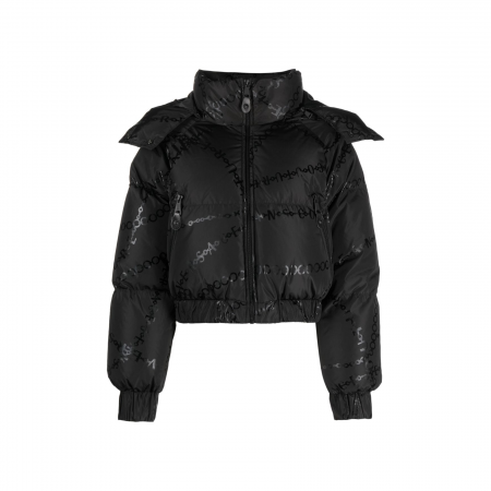 VERSACE JEANS COUTURE LOGO-PRINT CROPPED PUFFER JACKET