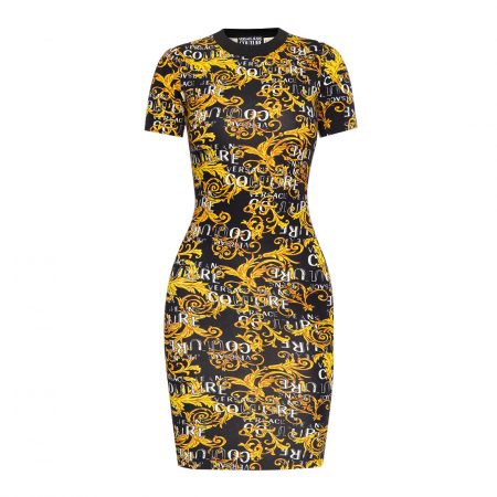 VERSACE JEANS COUTURE BLACK PRINTED DRESS