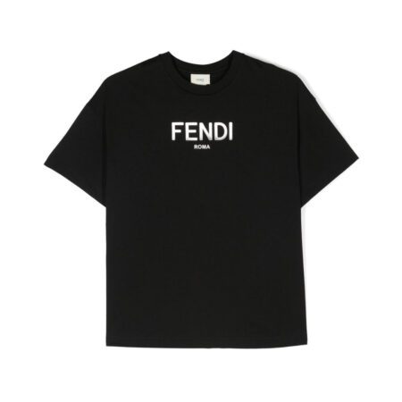 FENDI KIDS COTTON FF LOGO T-SHIRT