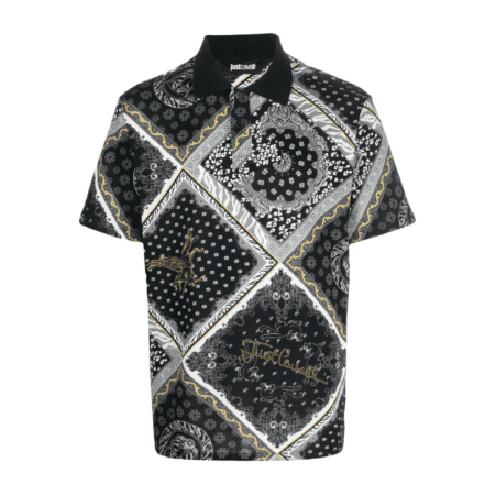 ROBERTO CAVALLI PAISLEY-PRINT COTTON POLO SHIRT