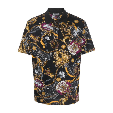 ROBERTO CAVALLI BAROQUE-PRINT COTTON POLO SHIRT