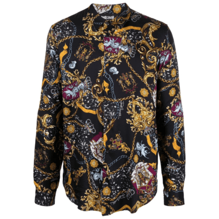 JUST CAVALLI GRAPHIC-PRINT LONG-SLEEVE SHIRT