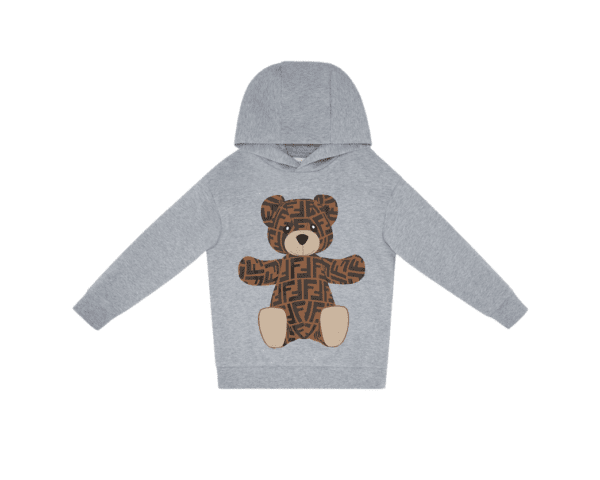 FENDI KIDS COTTON WITH TEDDY BEAR PRINT SWEATSHIRT