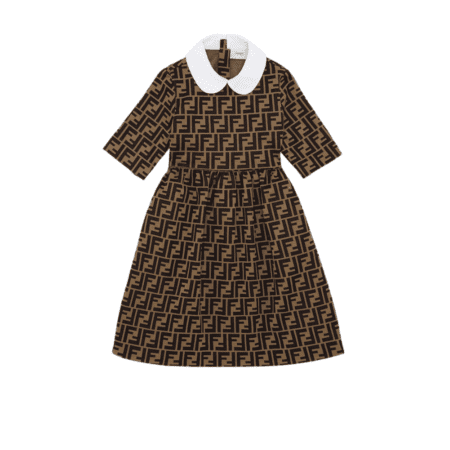 FENDI JUNIOR WITH ALL-OVER FENDI LOGO FABRIC DRESS 