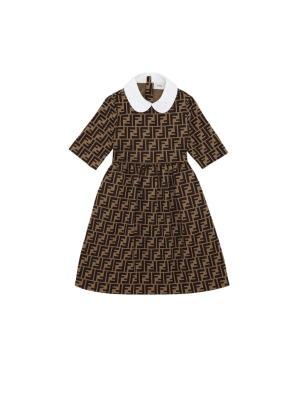 FENDI JUNIOR WITH ALL-OVER FENDI LOGO FABRIC DRESS 