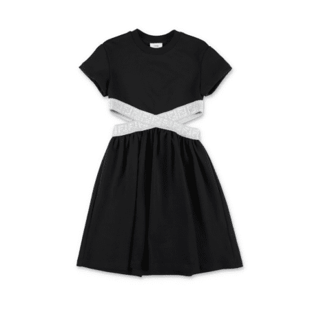 FENDI JUNIOR WITH ALL-OVER FENDI LOGO FABRIC DRESS