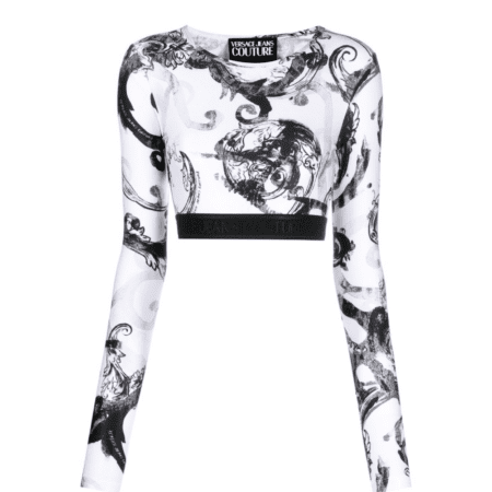 VERSACE JEANS COUTURE WATERCOLOUR COUTURE-PRINT CROP TOP