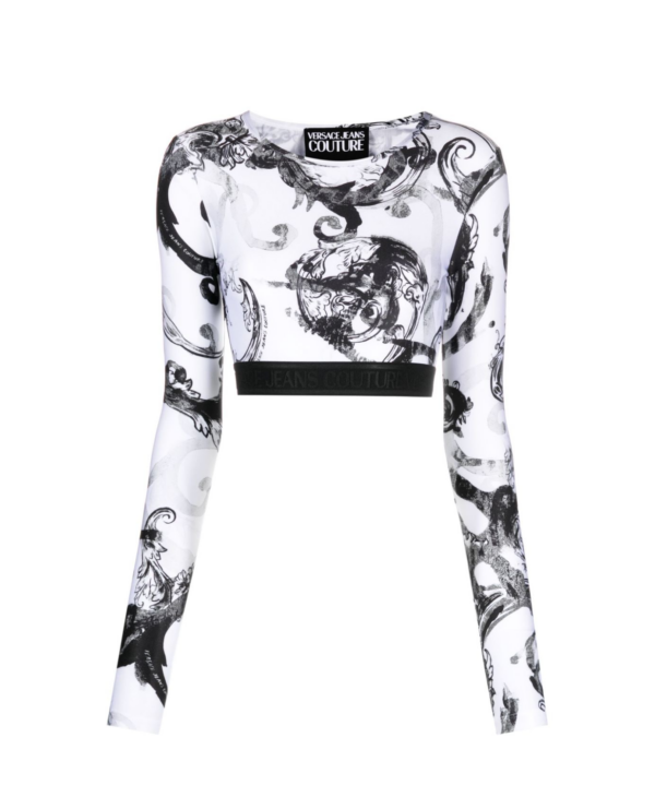 VERSACE JEANS COUTURE WATERCOLOUR COUTURE-PRINT CROP TOP