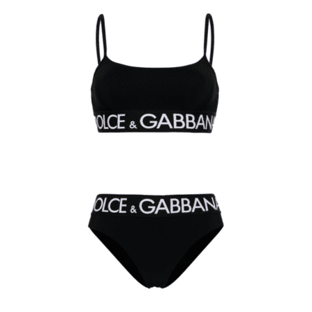 DOLCE & GABBANA LOGO-BAND BRALETTE BIKINI