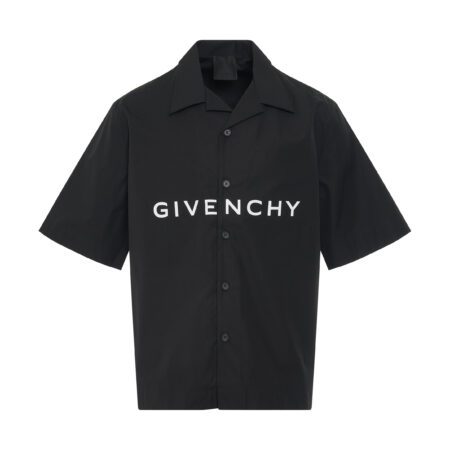 GIVENCHY LOGO PRINT POPLIN CLASSIC SHORT SLEEVE SHIRT