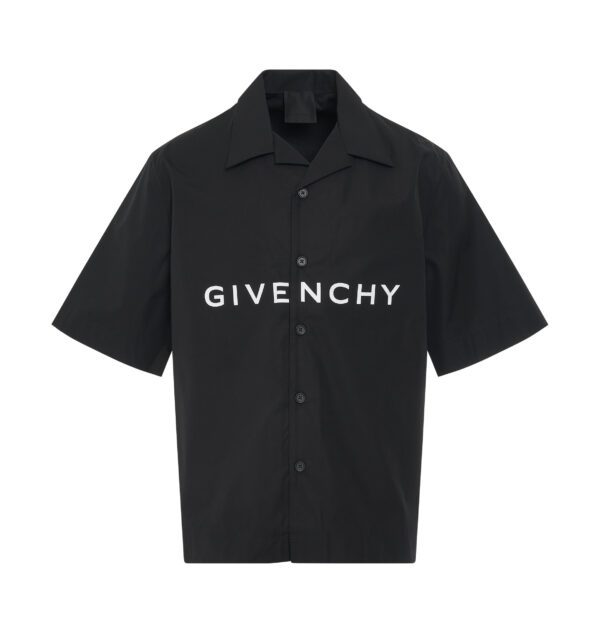 GIVENCHY LOGO PRINT POPLIN CLASSIC SHORT SLEEVE SHIRT