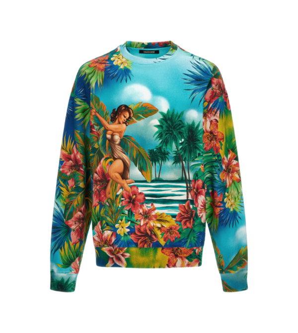 ROBERTO CAVALLI HAWAII PRINT SWEATSHIRT