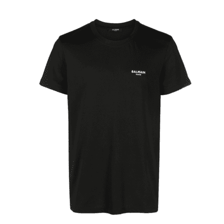 BALMAIN FLOCKED-LOGO COTTON T-SHIRT